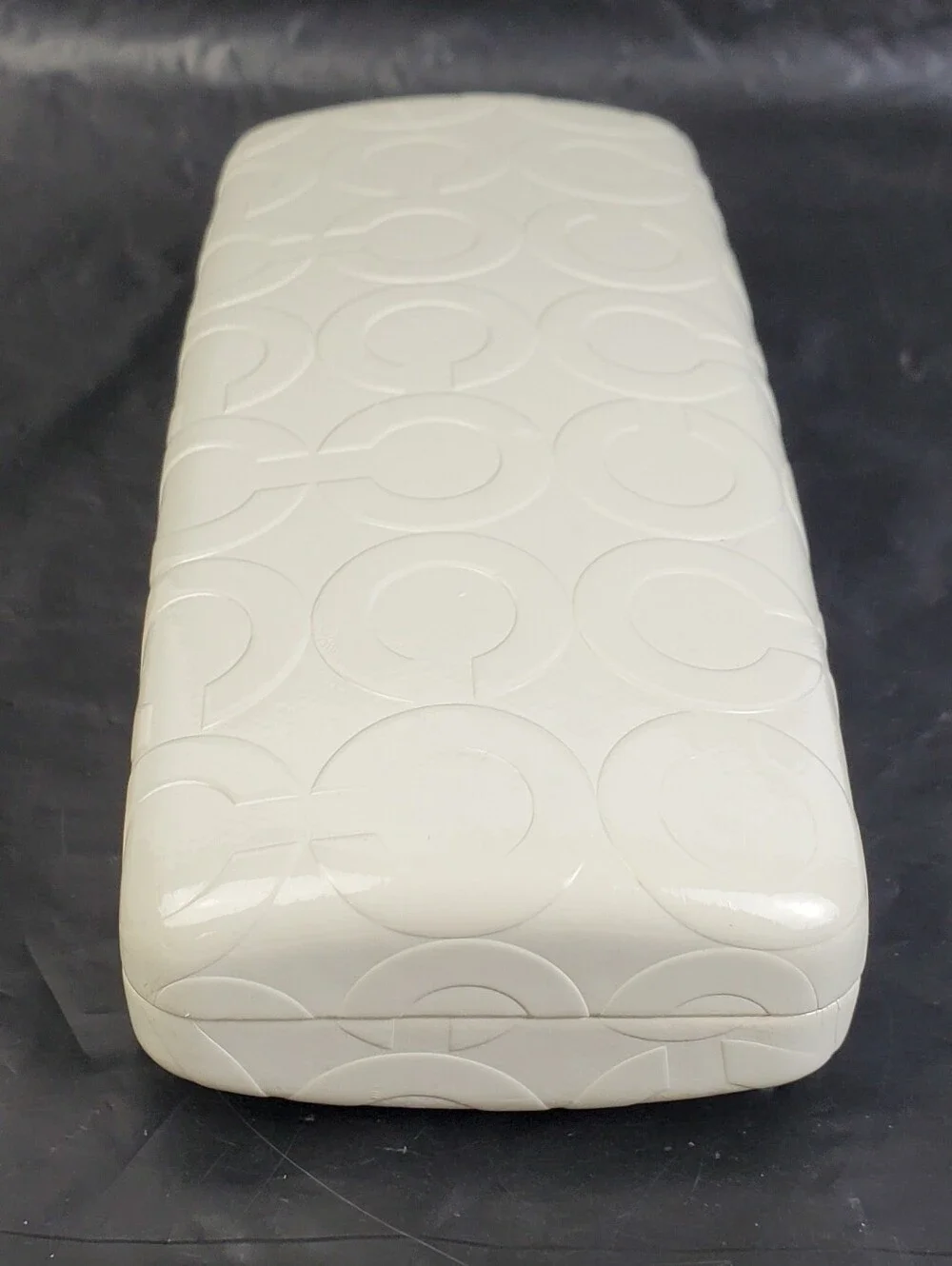 Coach Eyeglasses Case ONLY Hard Hinged White Clam Shell With Embossed Logo